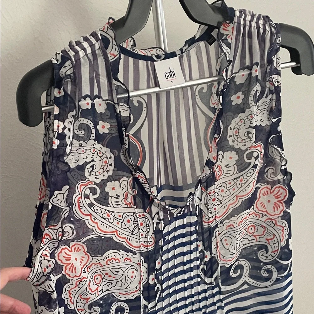 CAbi Blue and White Paisley Blouse - Picture 5 of 6